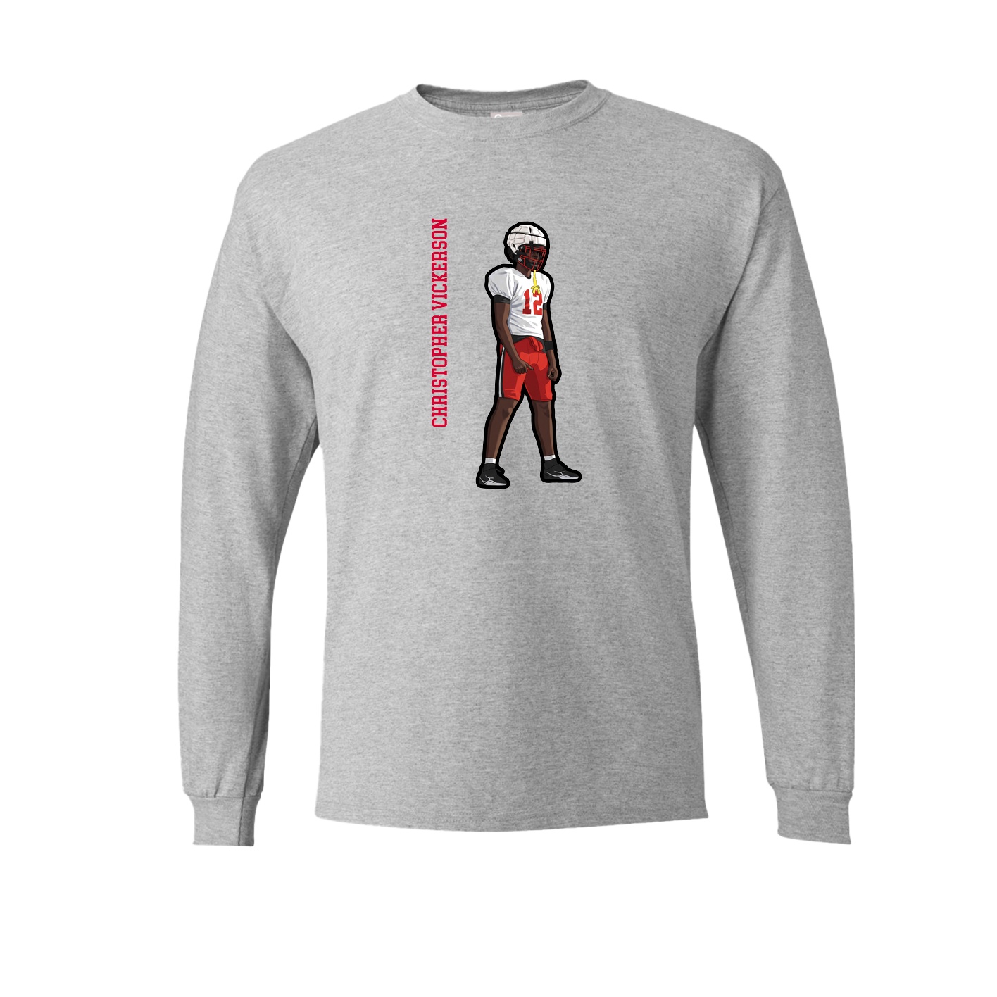 Long Sleeve Tee — Name Vertical in Grey