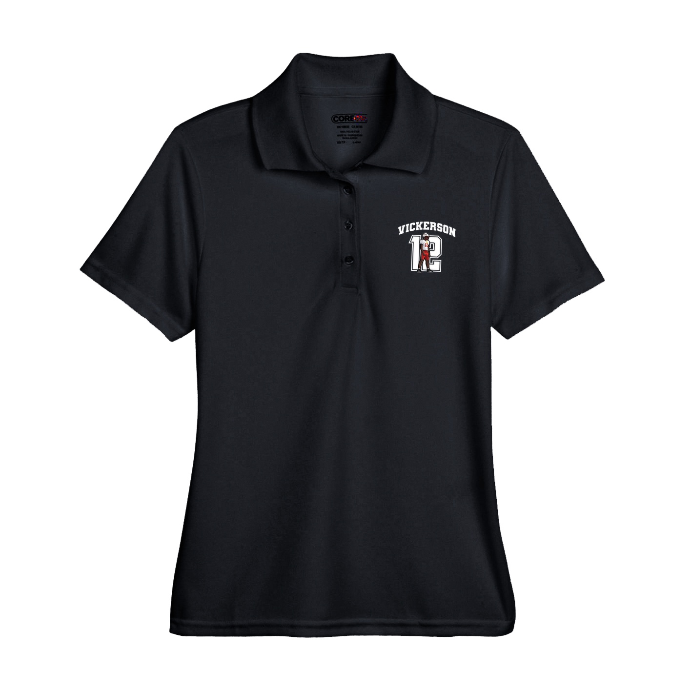 Womens Performance Polo — Number in Black