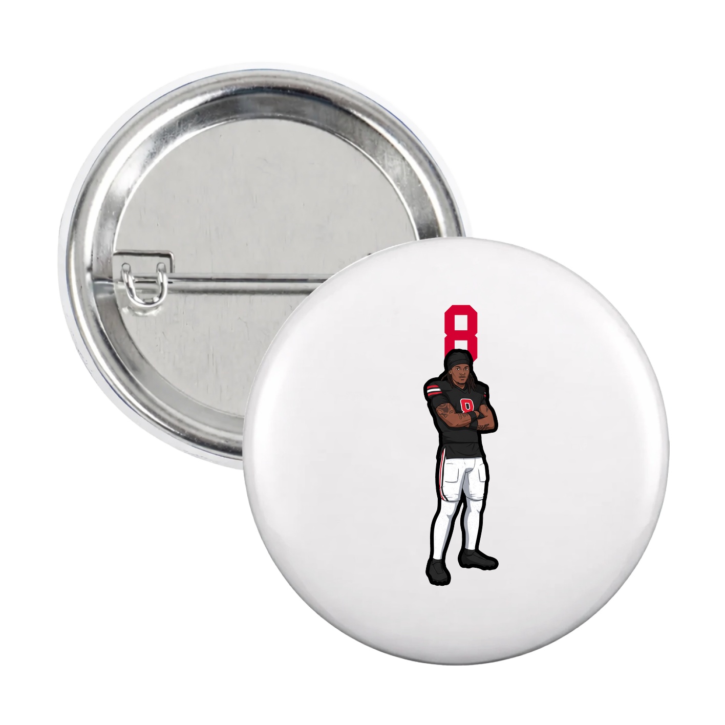 Game Day Button — Number Top in White