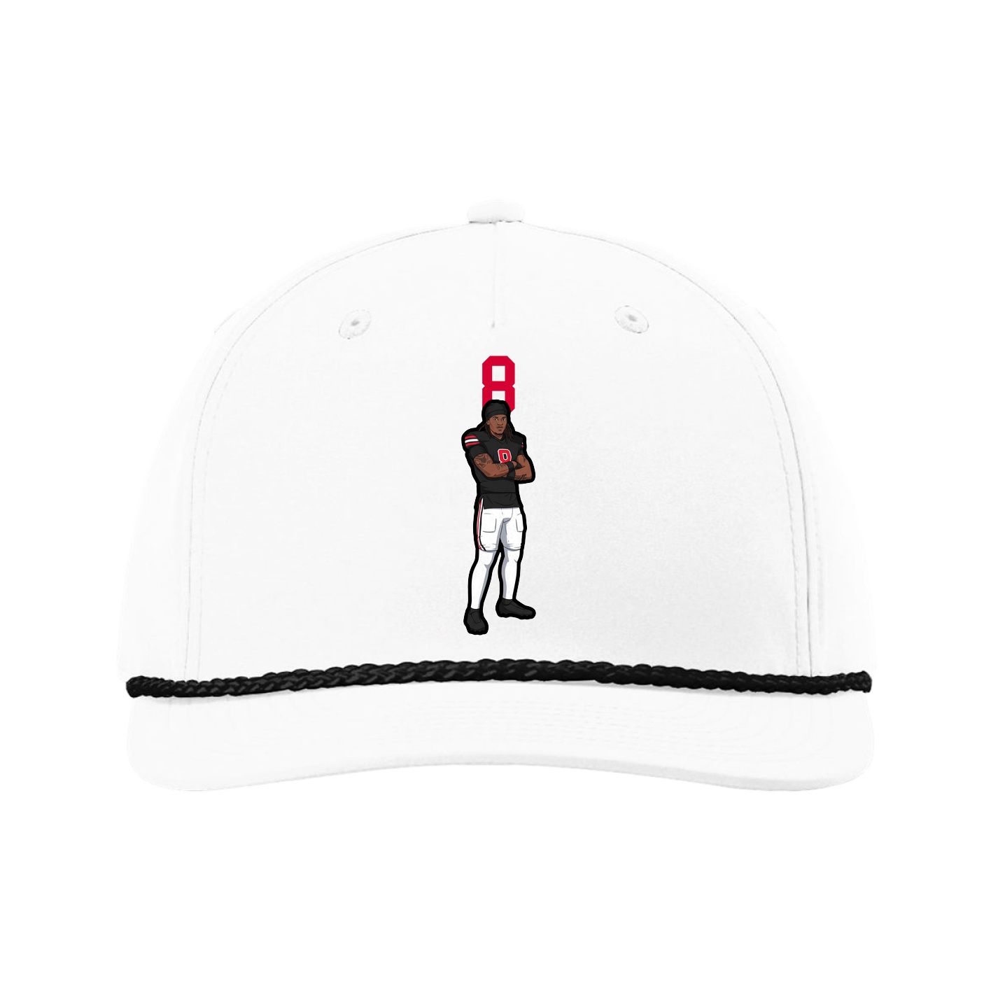 Five-Panel Classic Rope Cap — Number Top in White