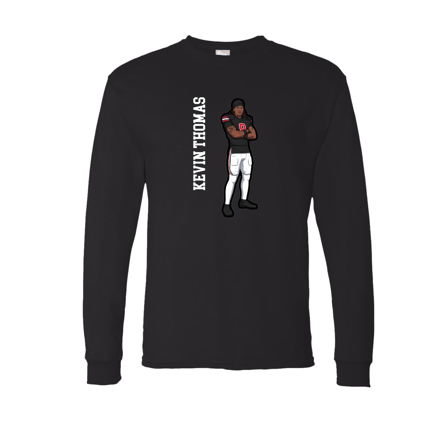 Long Sleeve Tee — Name Vertical in Black