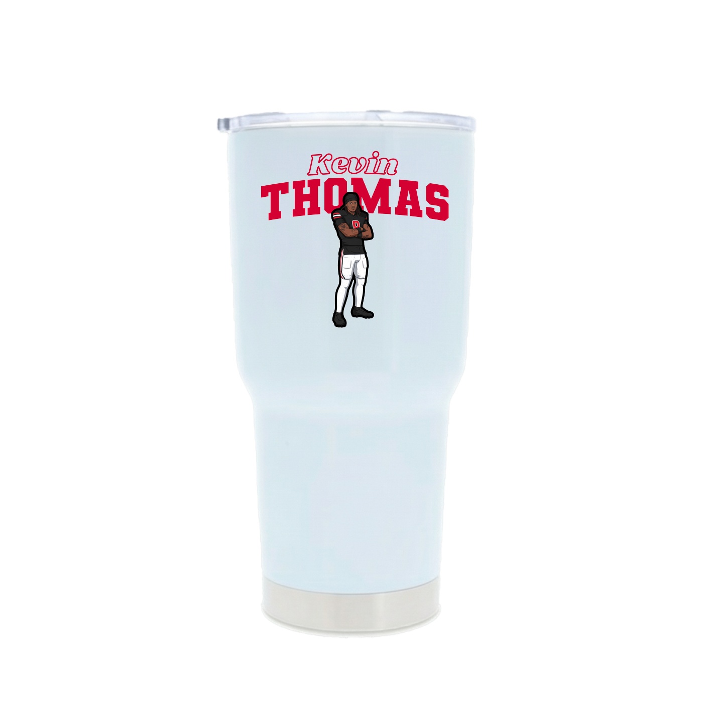 30oz Stainless Steel Tumbler — Name Arch in White