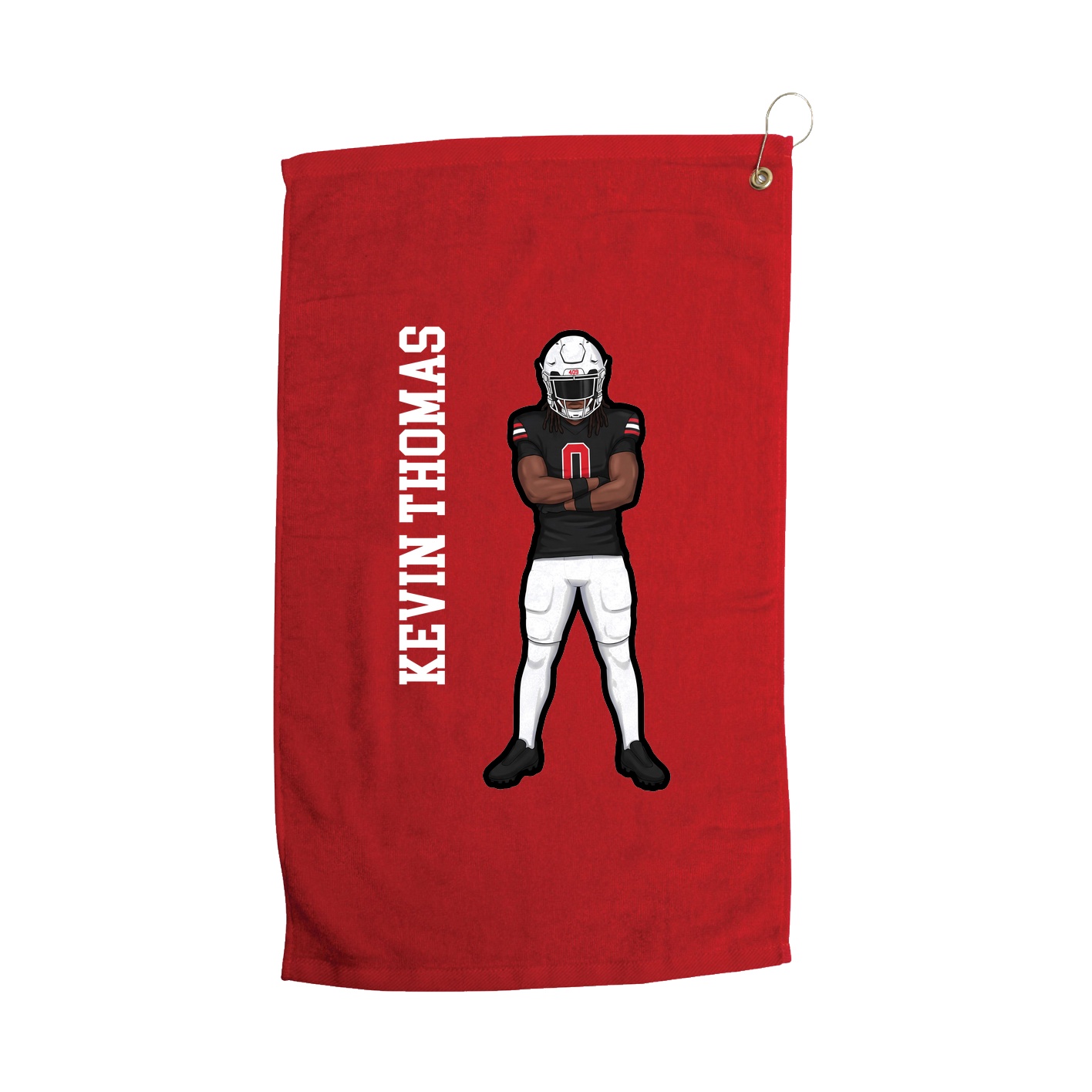 Golf Towel — Name Vertical in Red