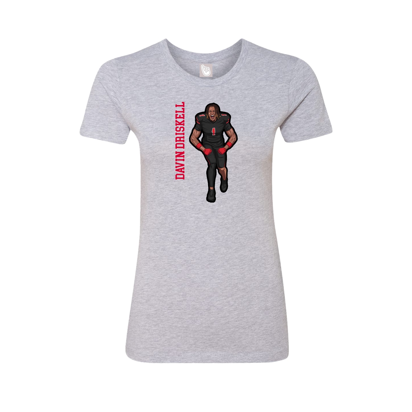 Fitted Women's Tee — Name Vertical in Grey