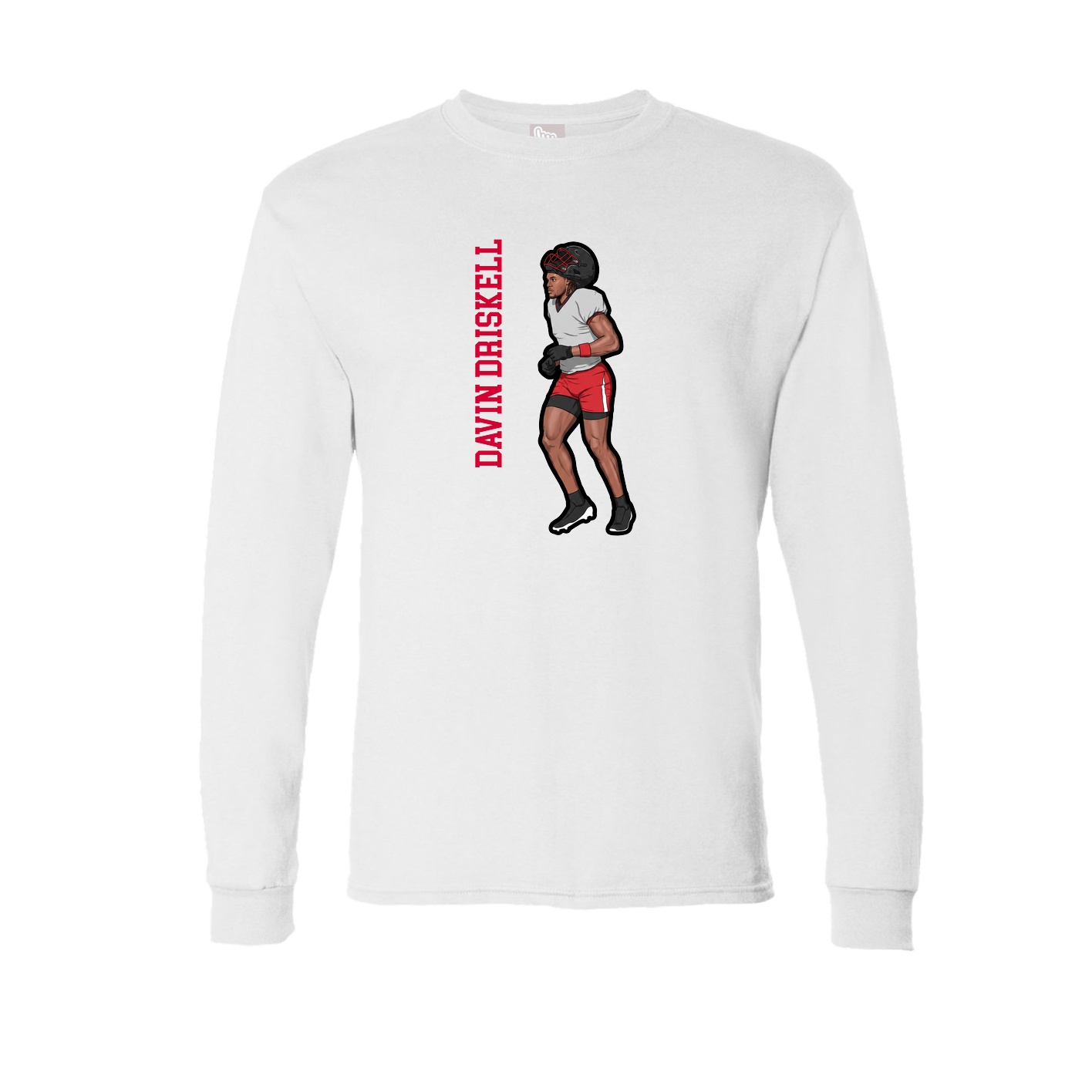 Long Sleeve Tee — Name Vertical in White