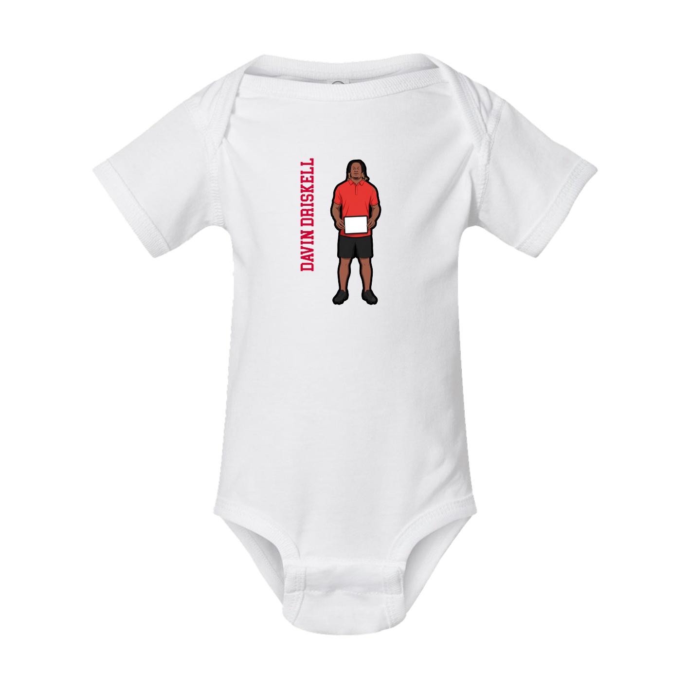 Baby Onesie — Name Vertical in White