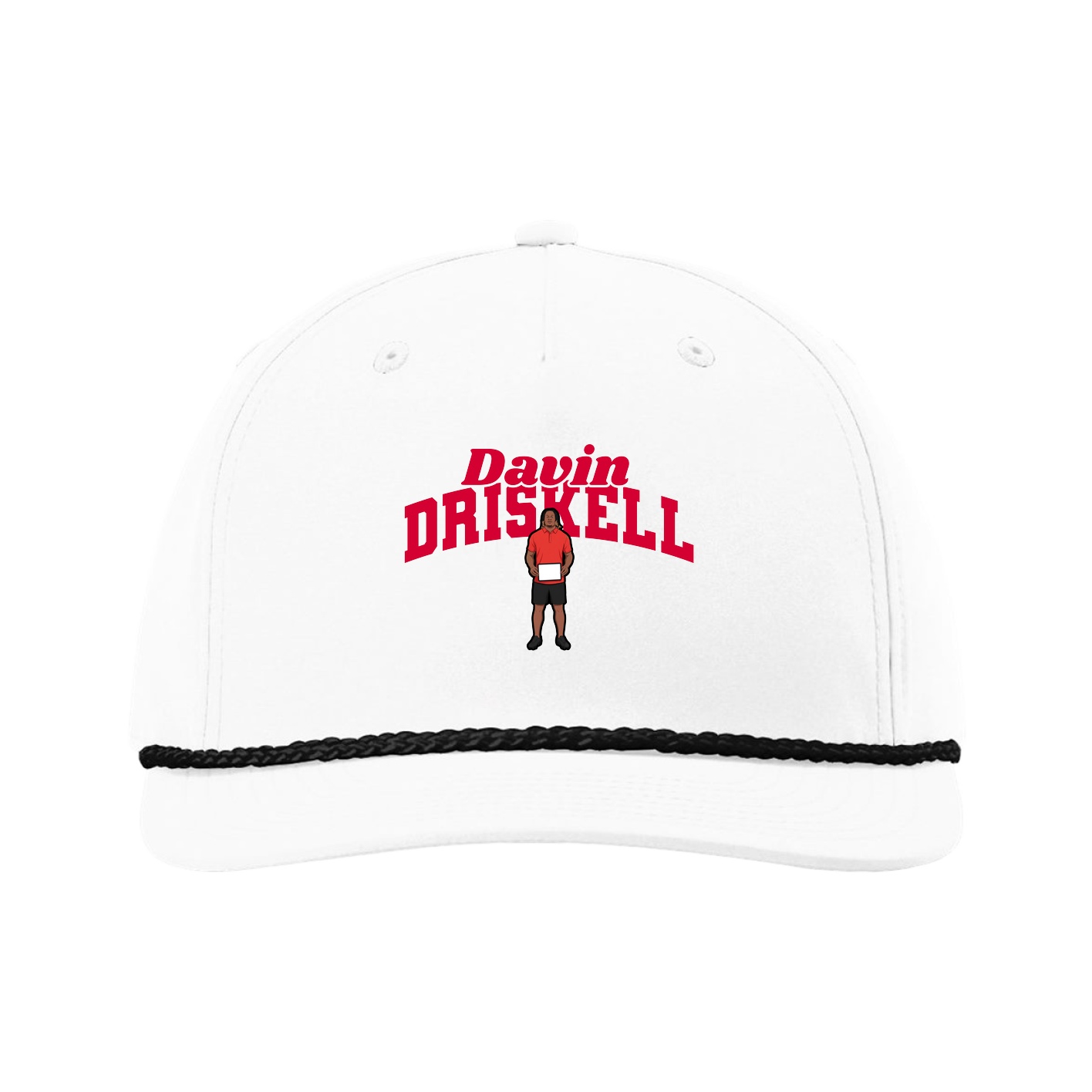 Five-Panel Classic Rope Cap — Signature Arch in White