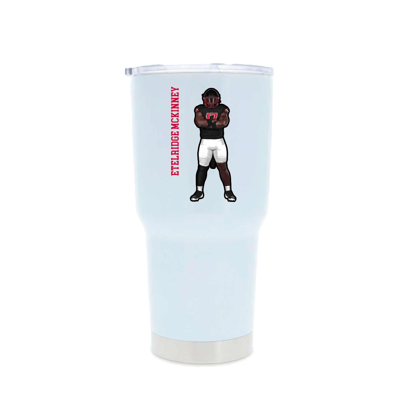 30oz Stainless Steel Tumbler — Name Vertical in White
