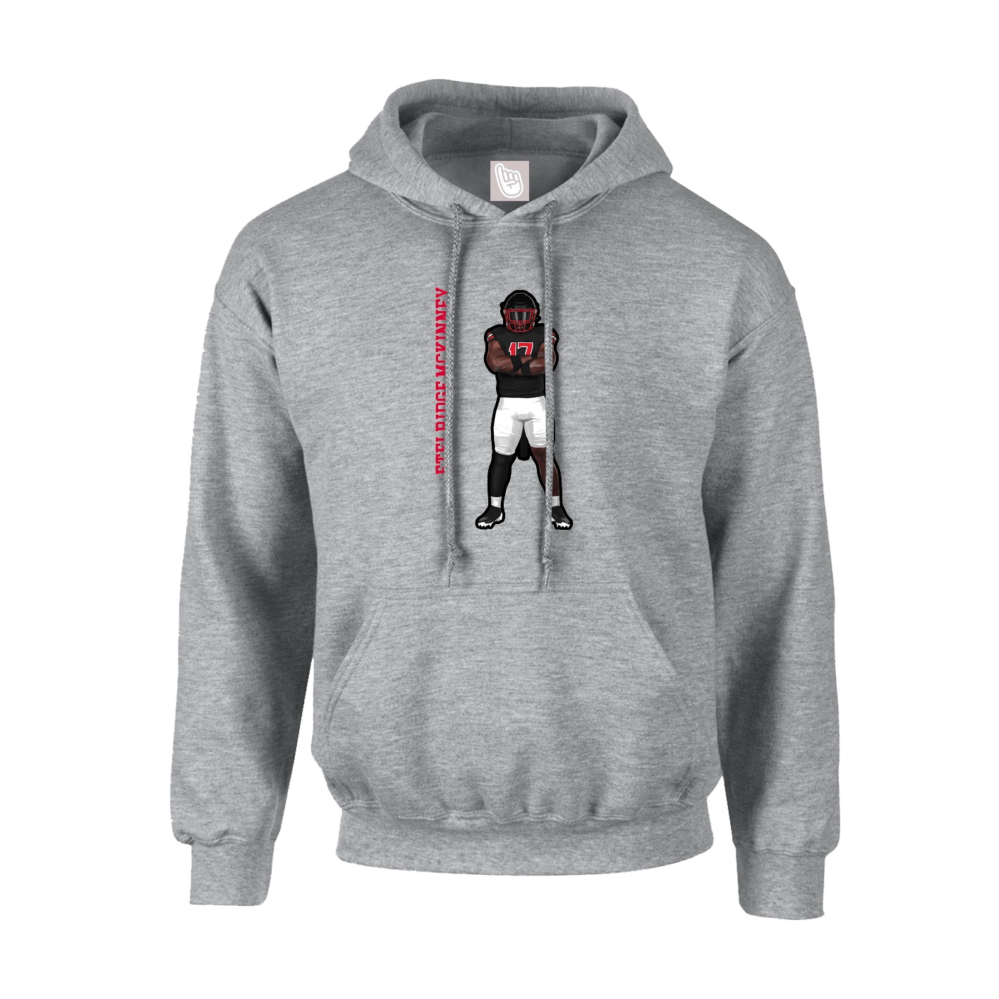 Youth Hoodie — Name Vertical in Grey