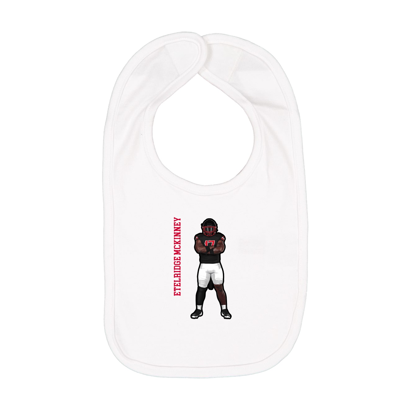 Infant Bib — Name Vertical in White