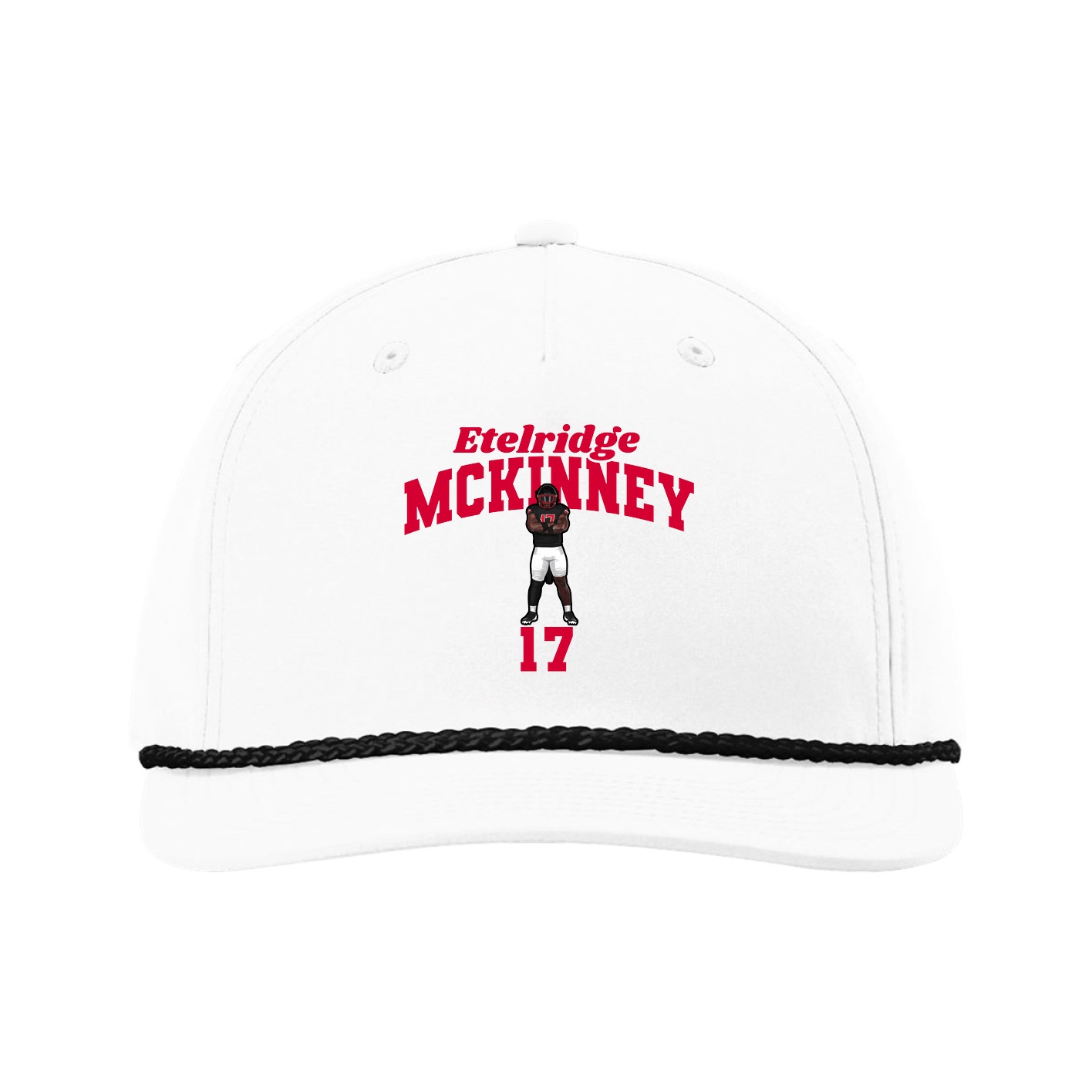 Five-Panel Classic Rope Cap — Signature Arch in White
