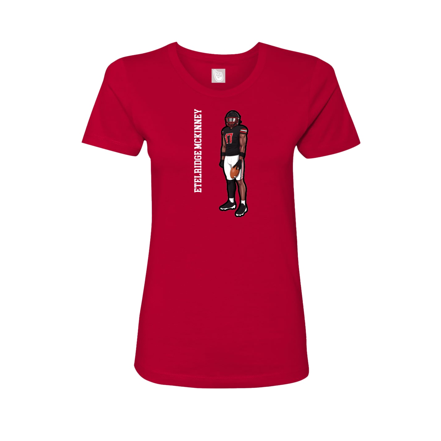 Womens Tee — Name Vertical in Red