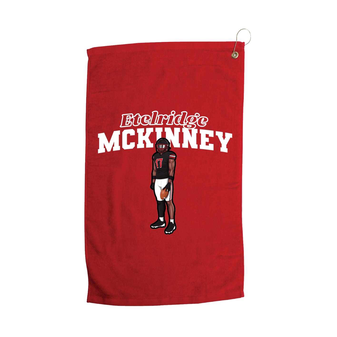 Golf Towel — Name Arch in Red