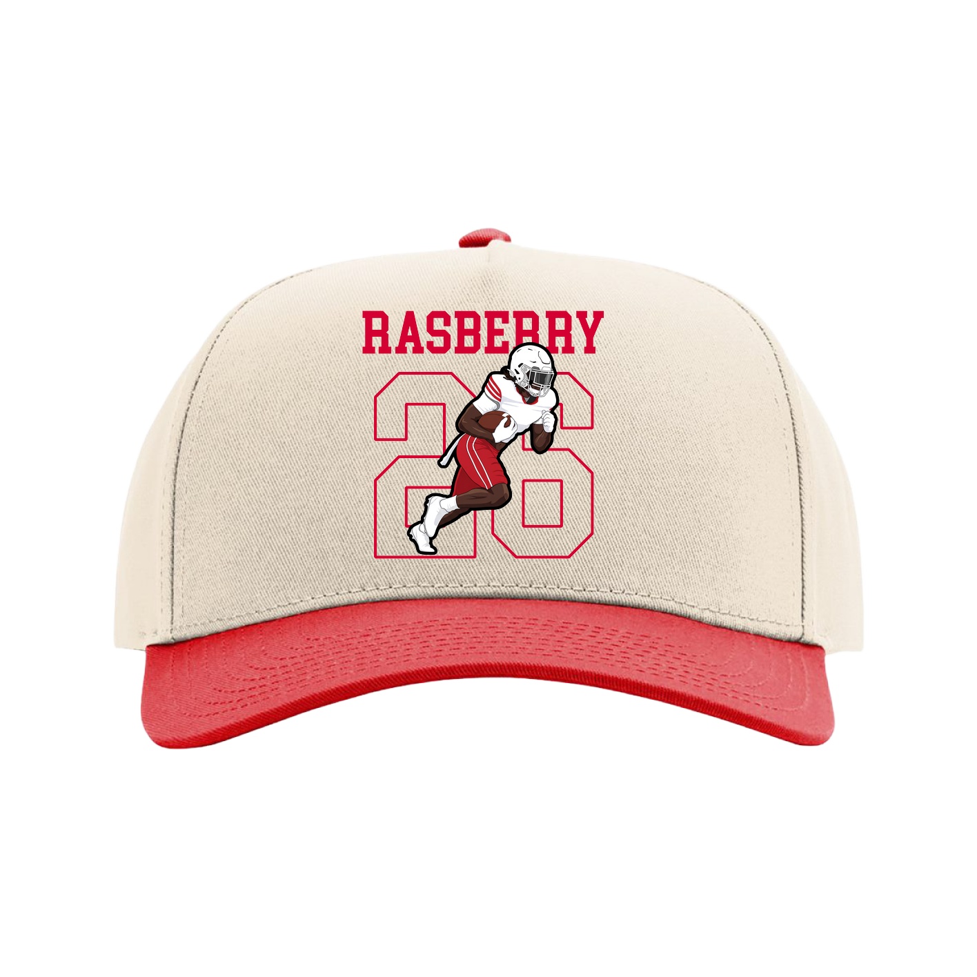 Full Fabric Five-Panel Champ Cap — Shirsey in Cream/Red