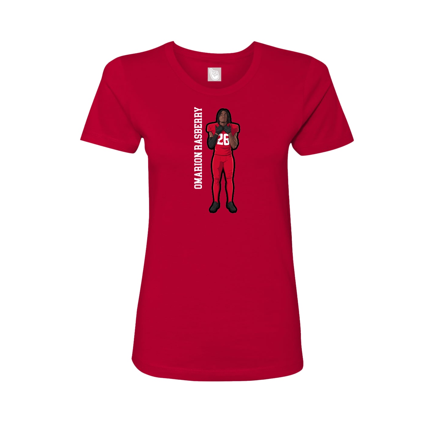 Fitted Women's Tee — Name Vertical in Red