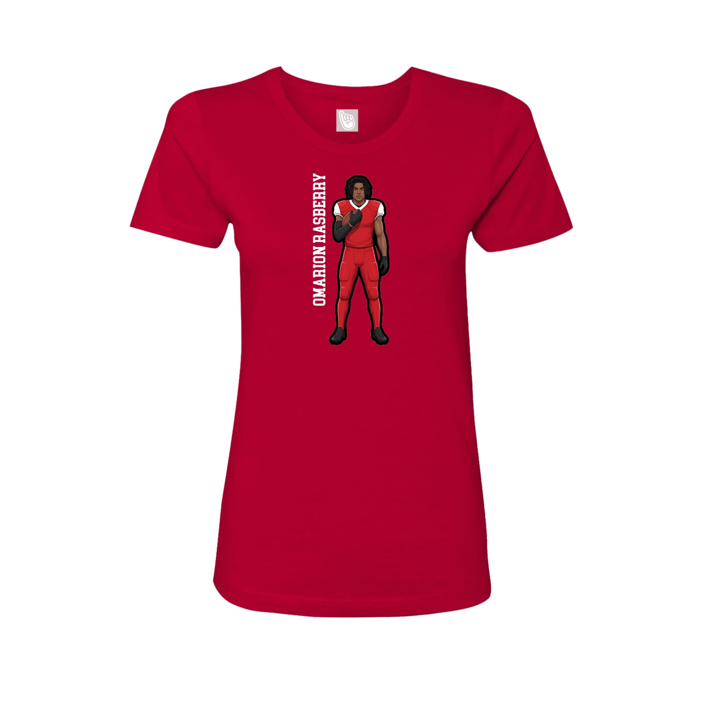 Womens Tee — Name Vertical in Red