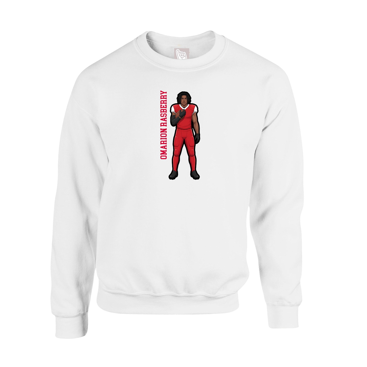 Fleece Crew — Name Vertical in White