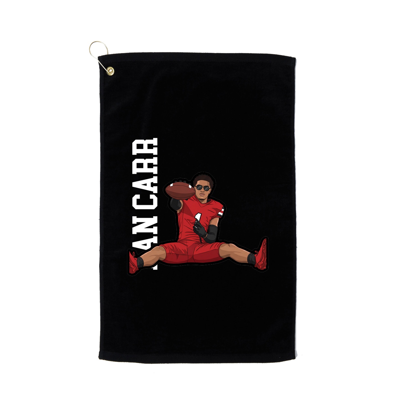 Golf Towel — Name Vertical in Black