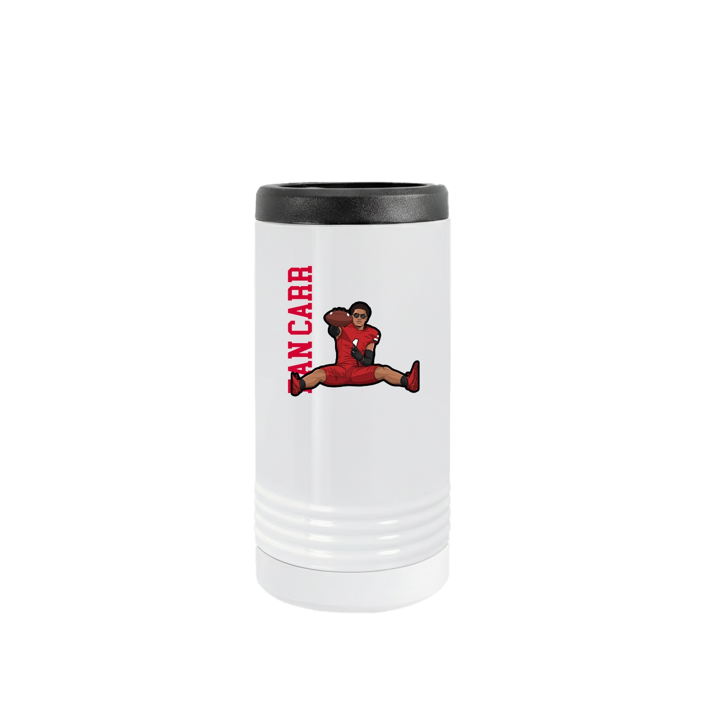 Slim Beverage Holder — Name Vertical in White