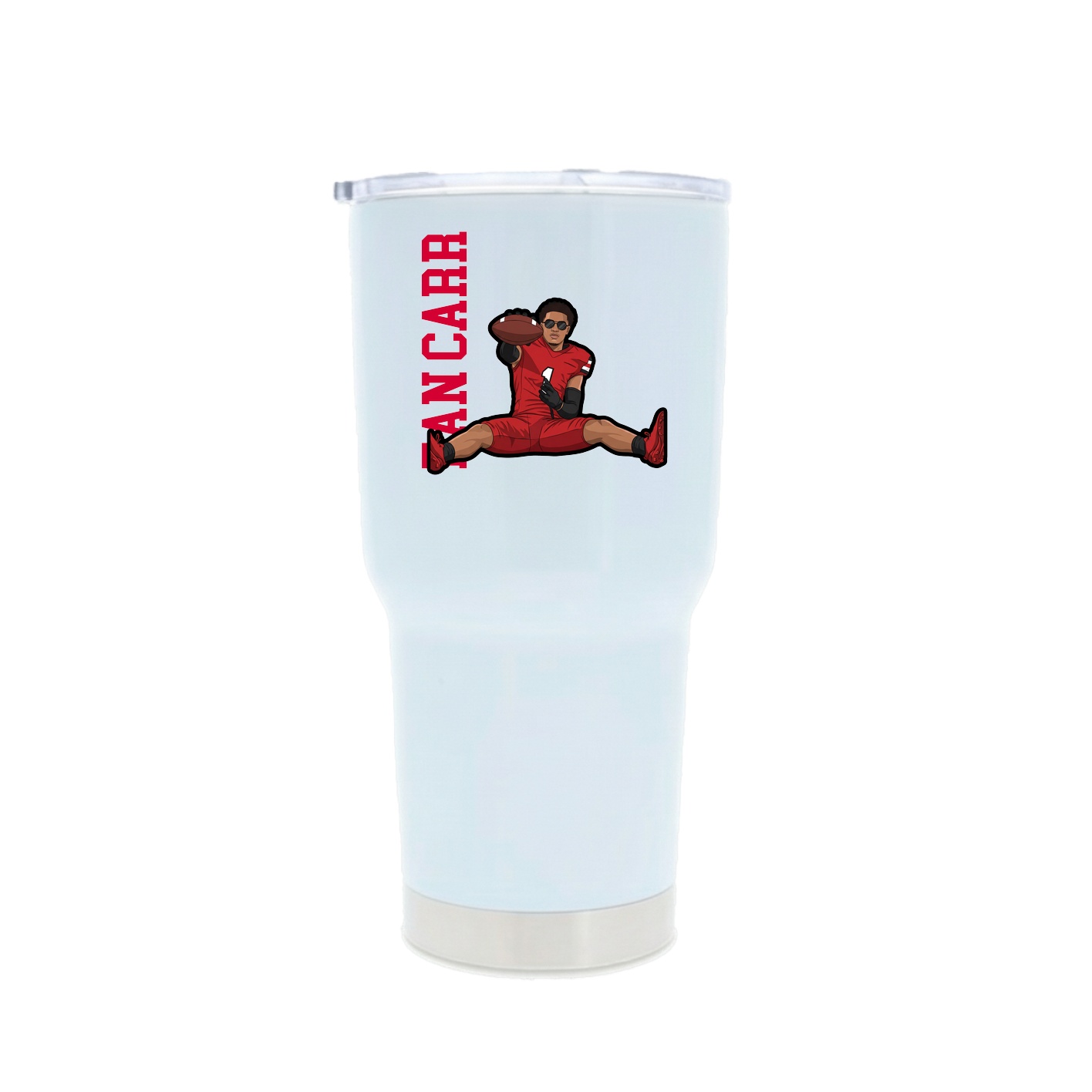 30oz Stainless Steel Tumbler — Name Vertical in White