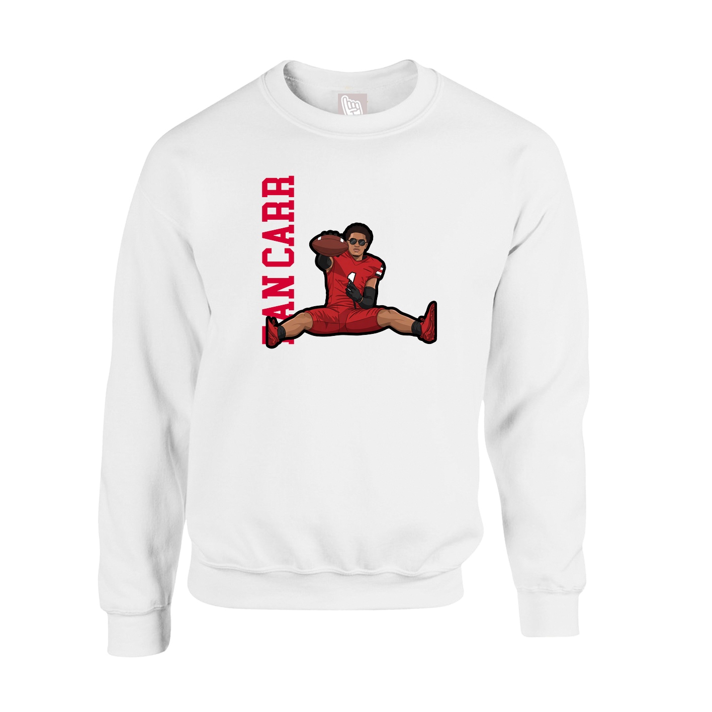 Fleece Crew — Name Vertical in White