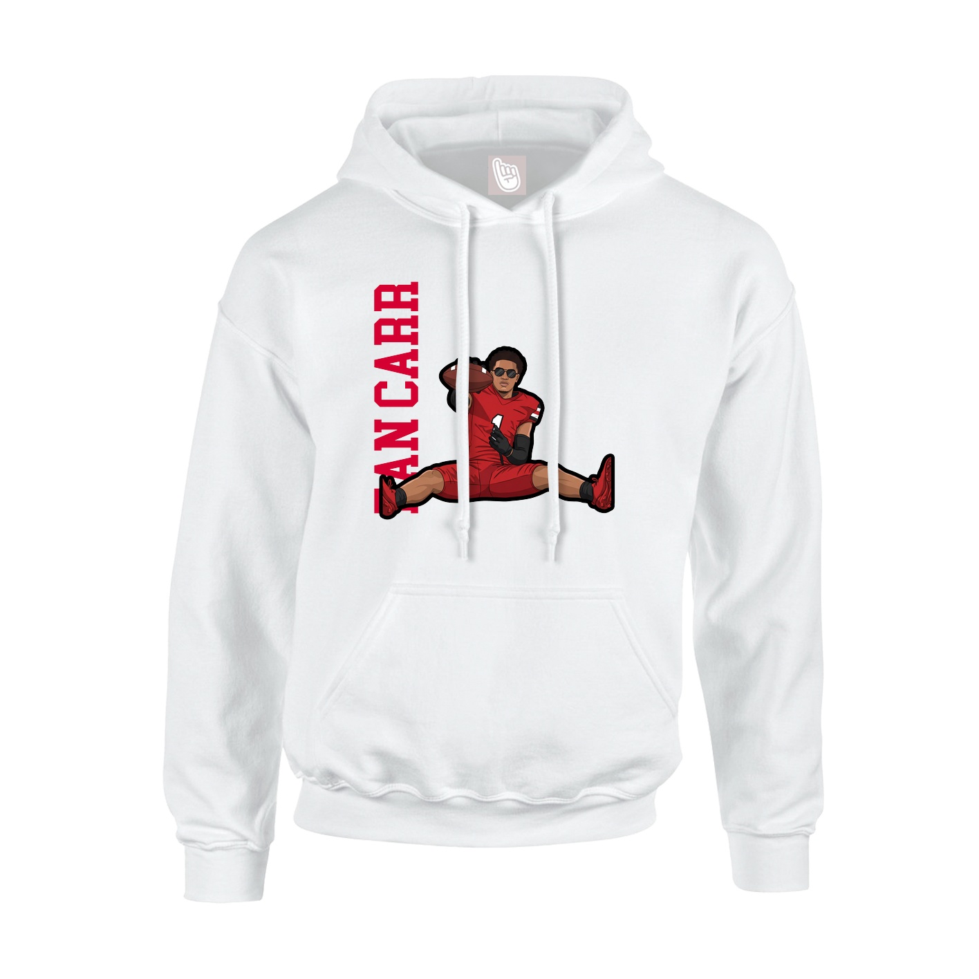 Youth Hoodie — Name Vertical in White