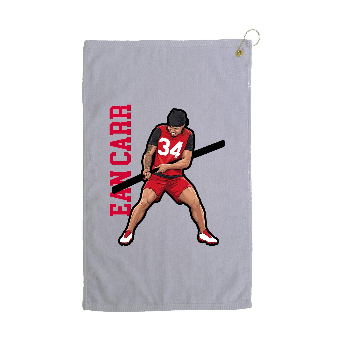Golf Towel — Name Vertical in Grey