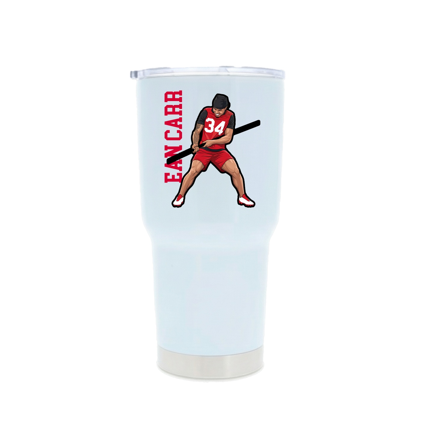 30oz Stainless Steel Tumbler — Name Vertical in White