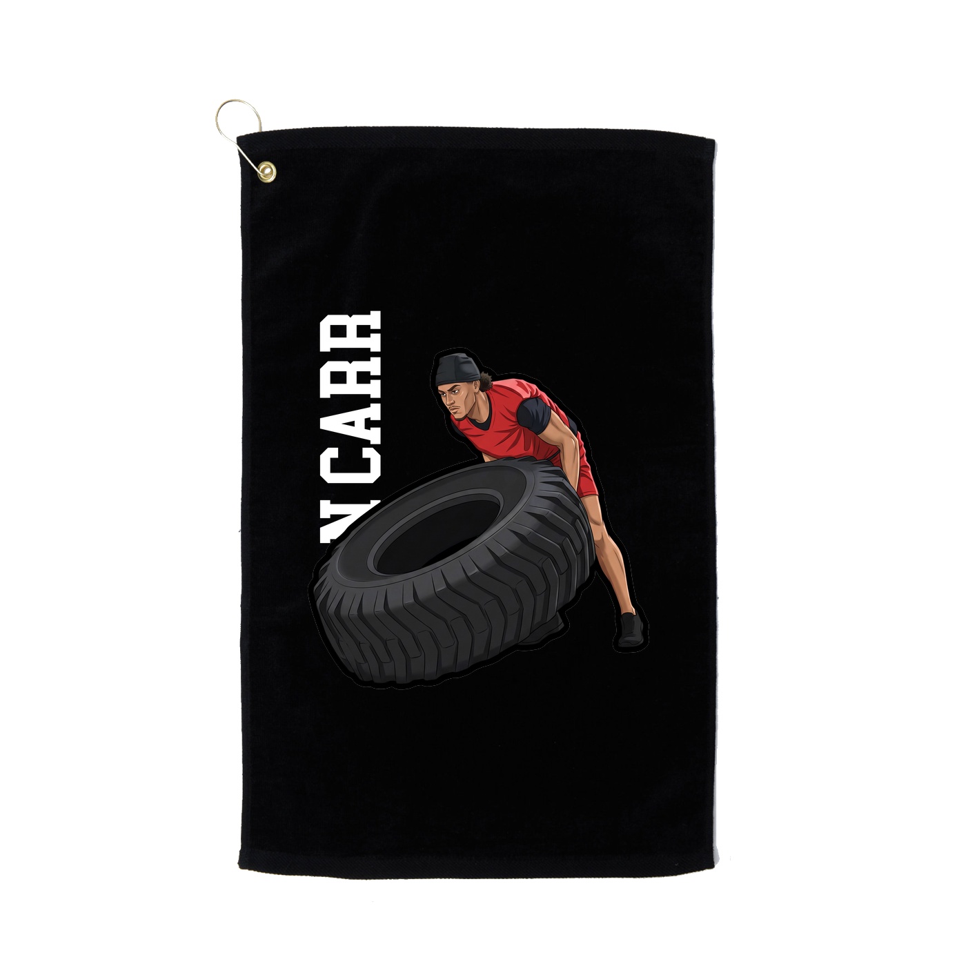 Golf Towel — Name Vertical in Black