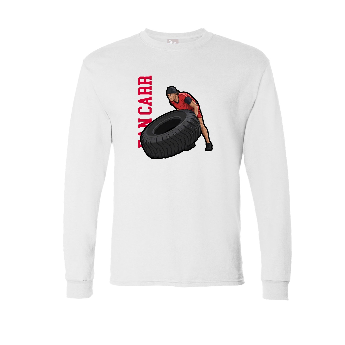 Long Sleeve Tee — Name Vertical in White