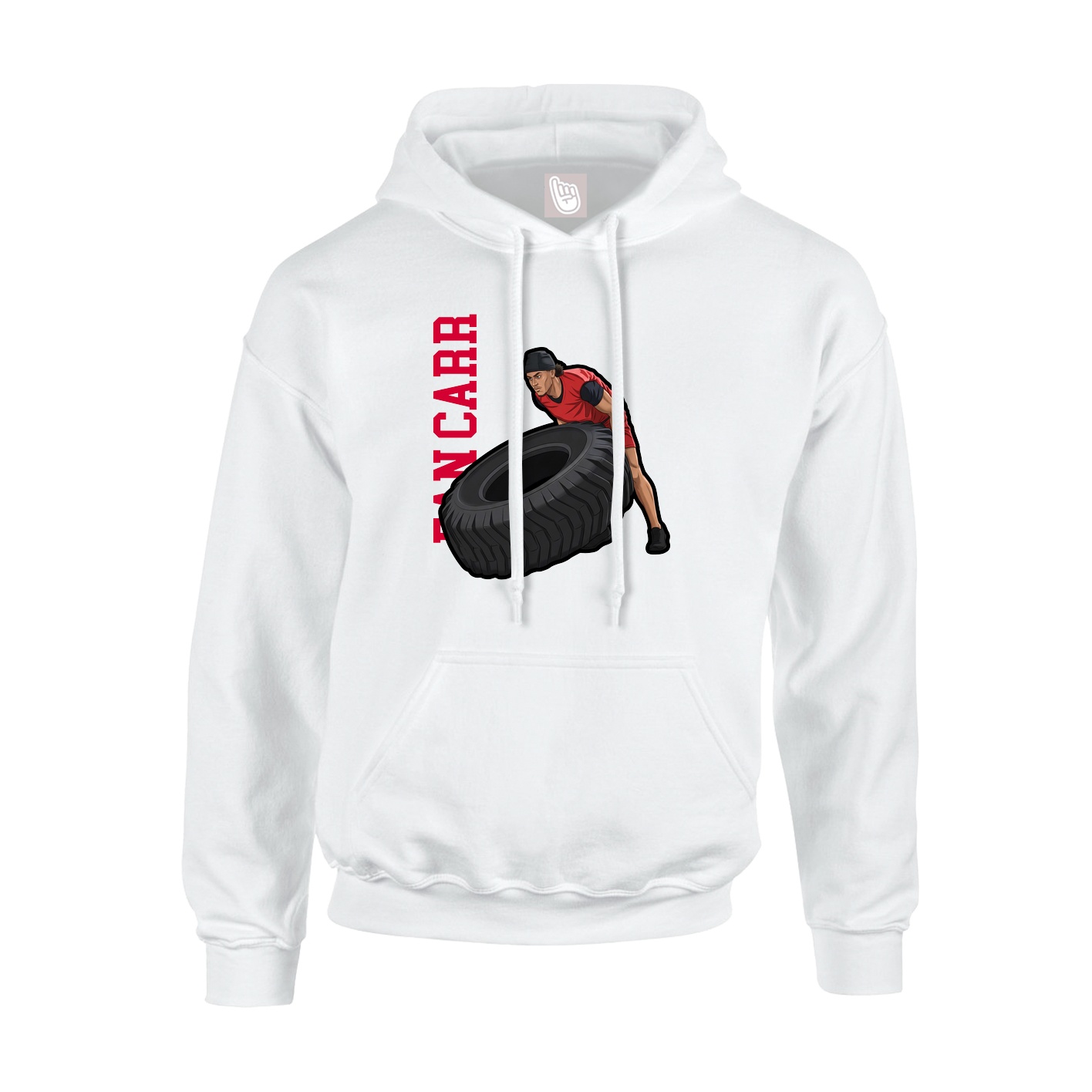 Youth Hoodie — Name Vertical in White