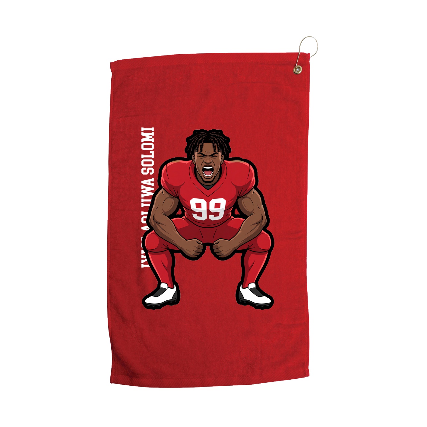 Golf Towel — Name Vertical in Red