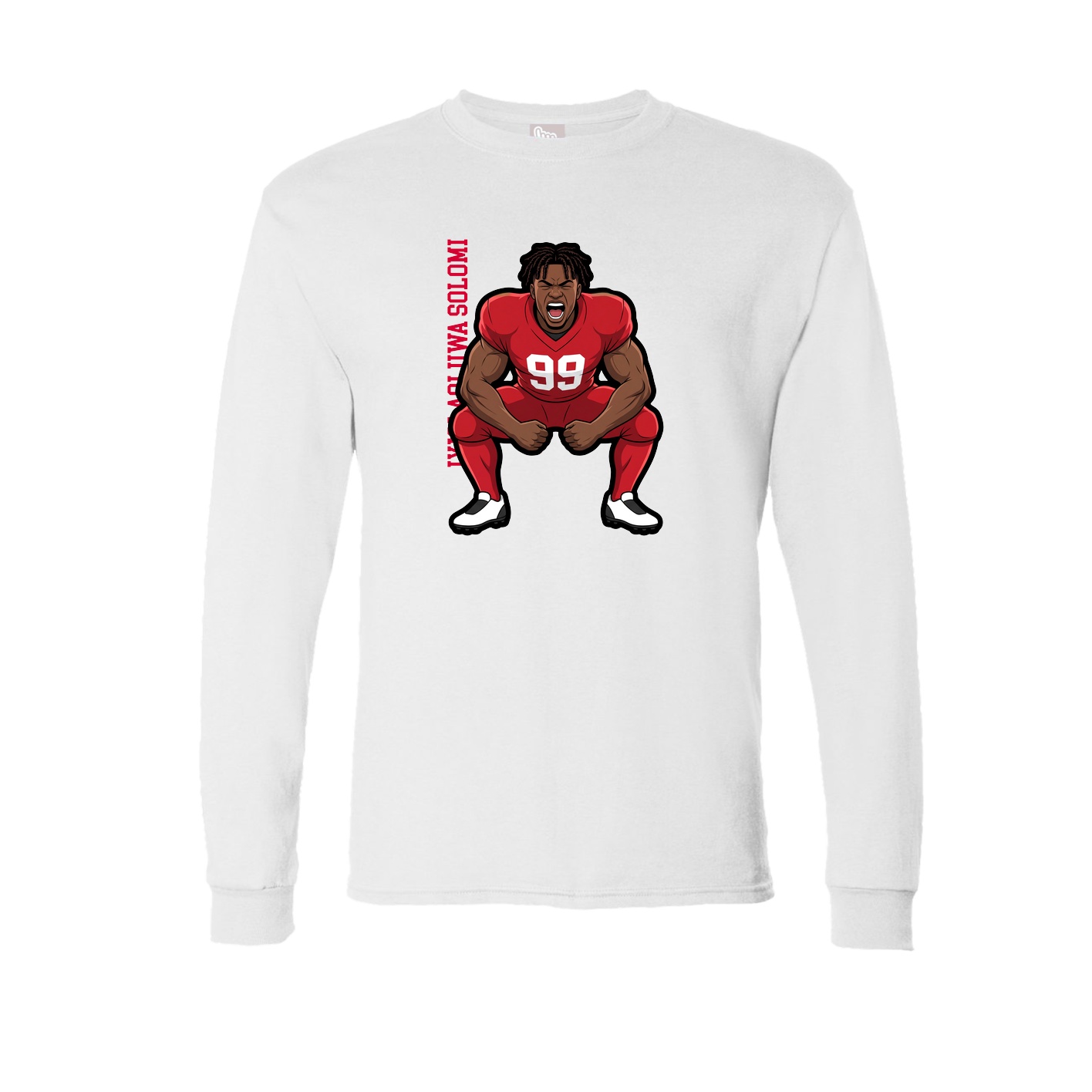 Long Sleeve Tee — Name Vertical in White