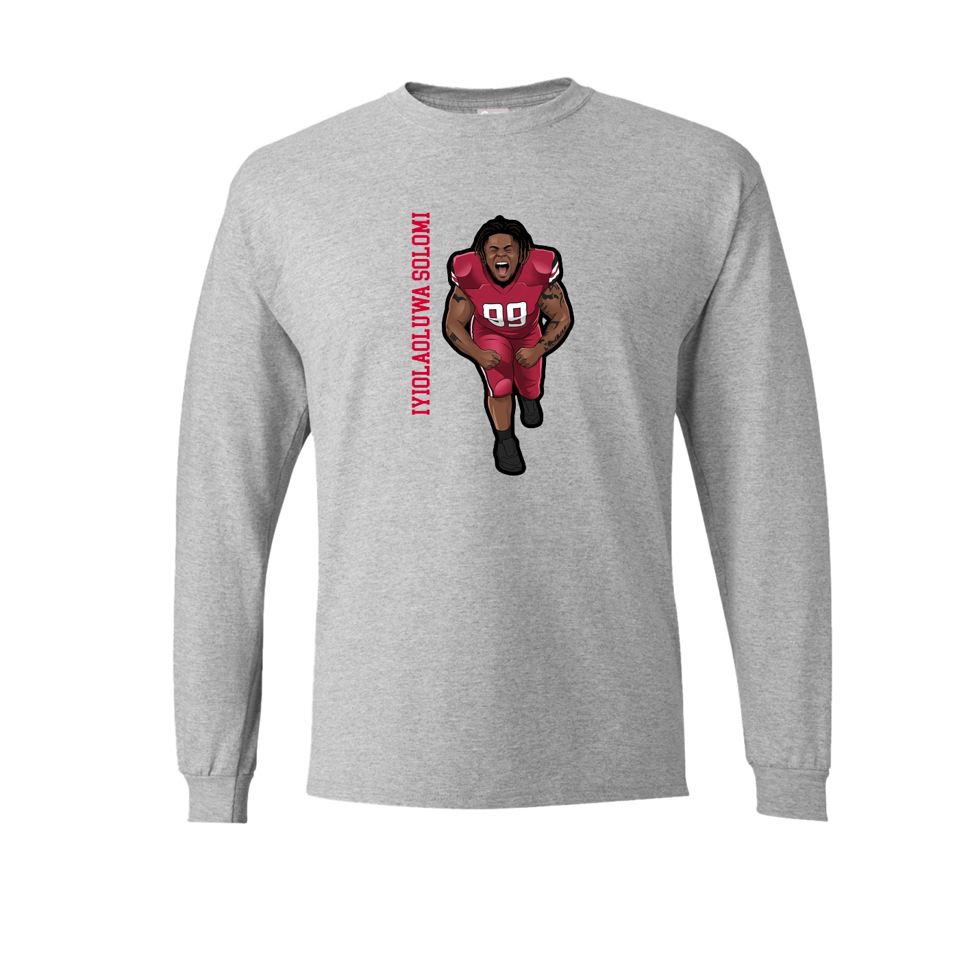 Long Sleeve Tee — Name Vertical in Grey