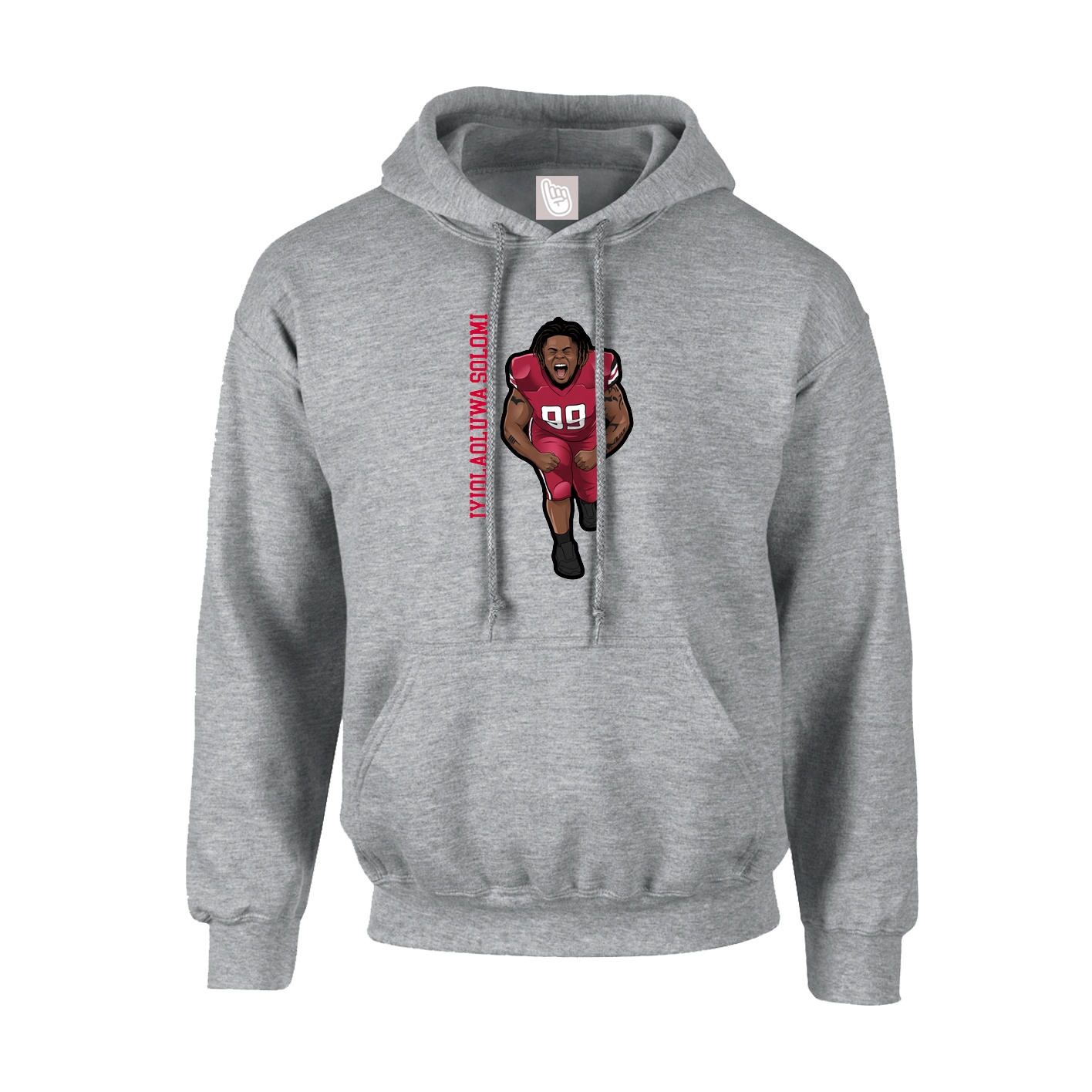 Youth Hoodie — Name Vertical in Grey