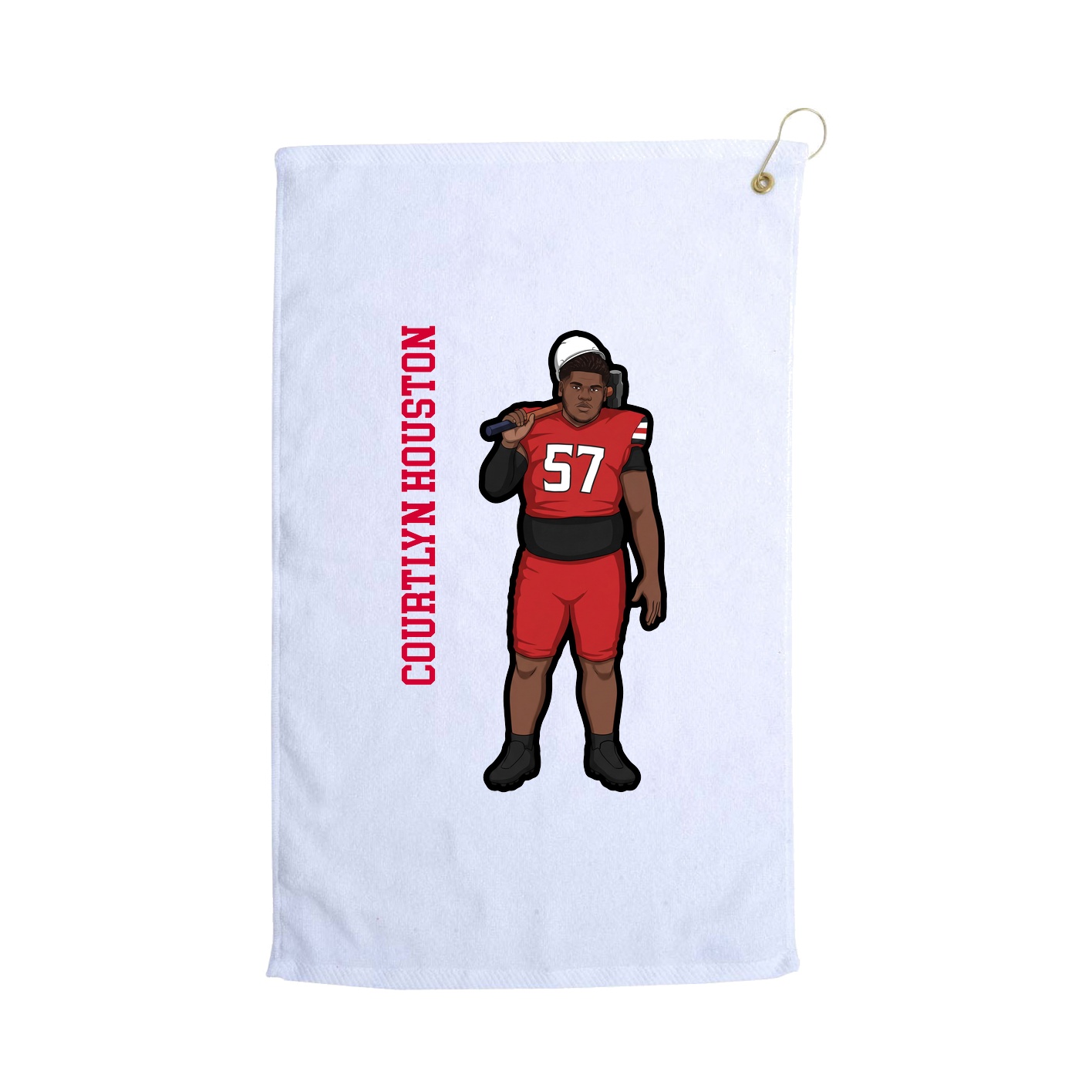 Golf Towel — Name Vertical in White