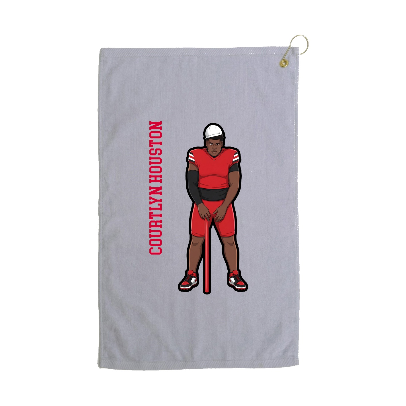 Golf Towel — Name Vertical in Grey