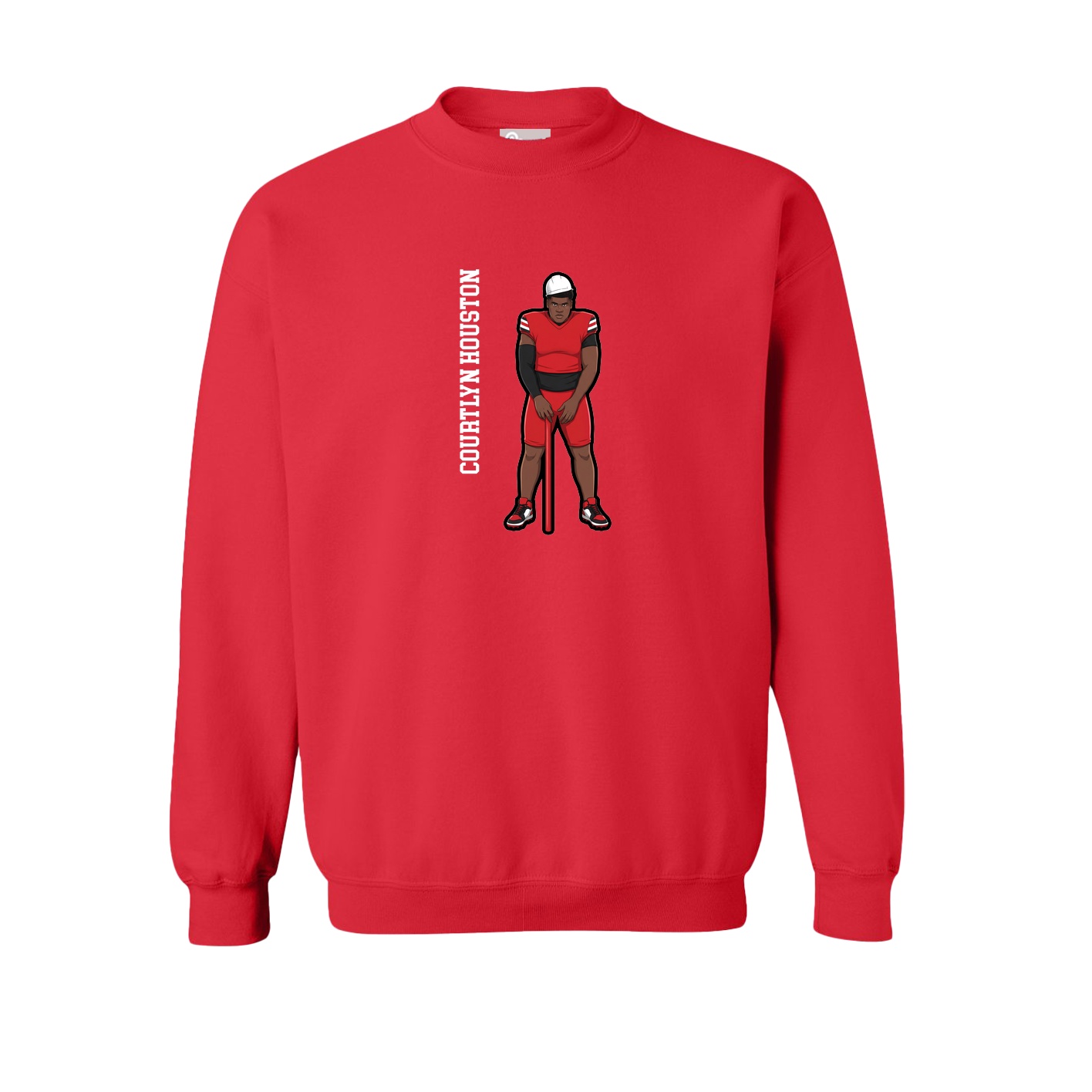 Fleece Crew — Name Vertical in Red