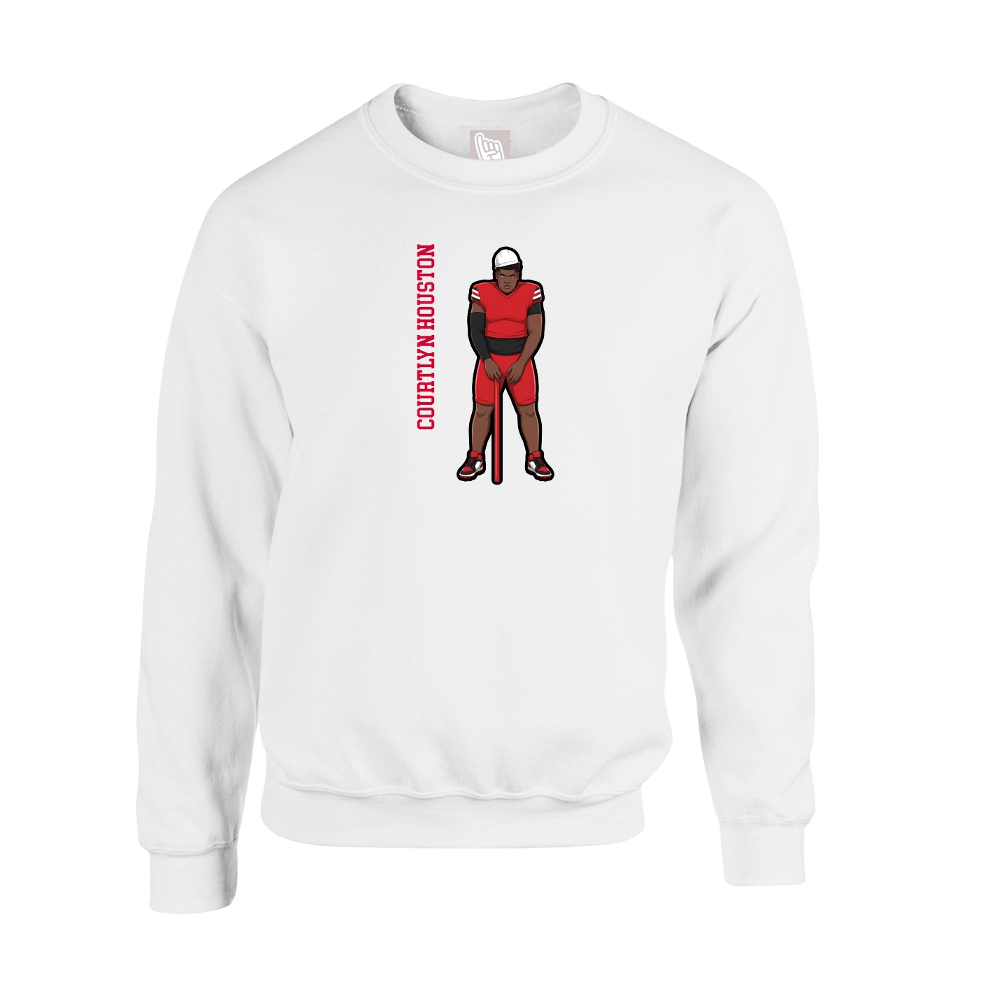 Fleece Crew — Name Vertical in White
