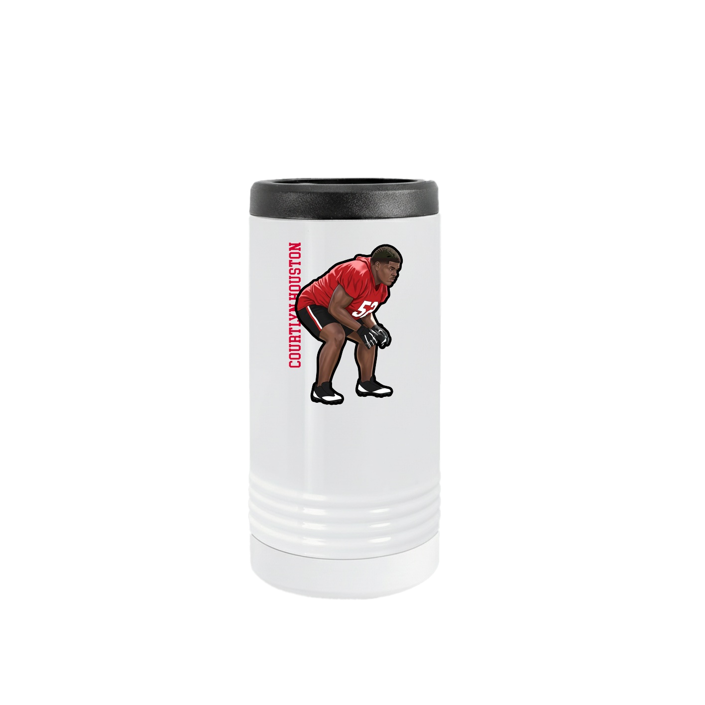 Slim Beverage Holder — Name Vertical in White