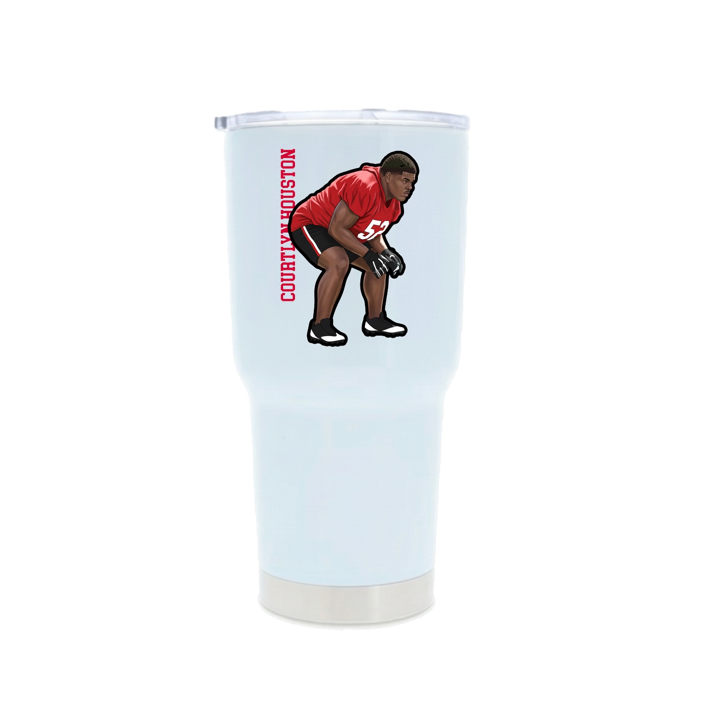 30oz Stainless Steel Tumbler — Name Vertical in White