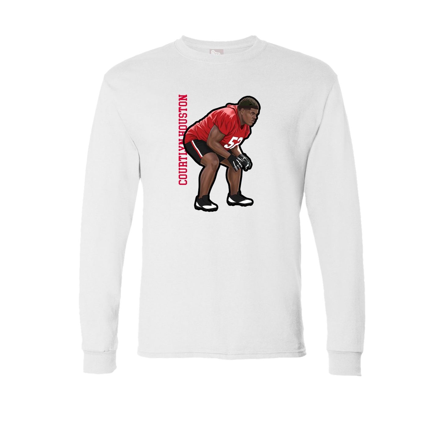 Long Sleeve Tee — Name Vertical in White
