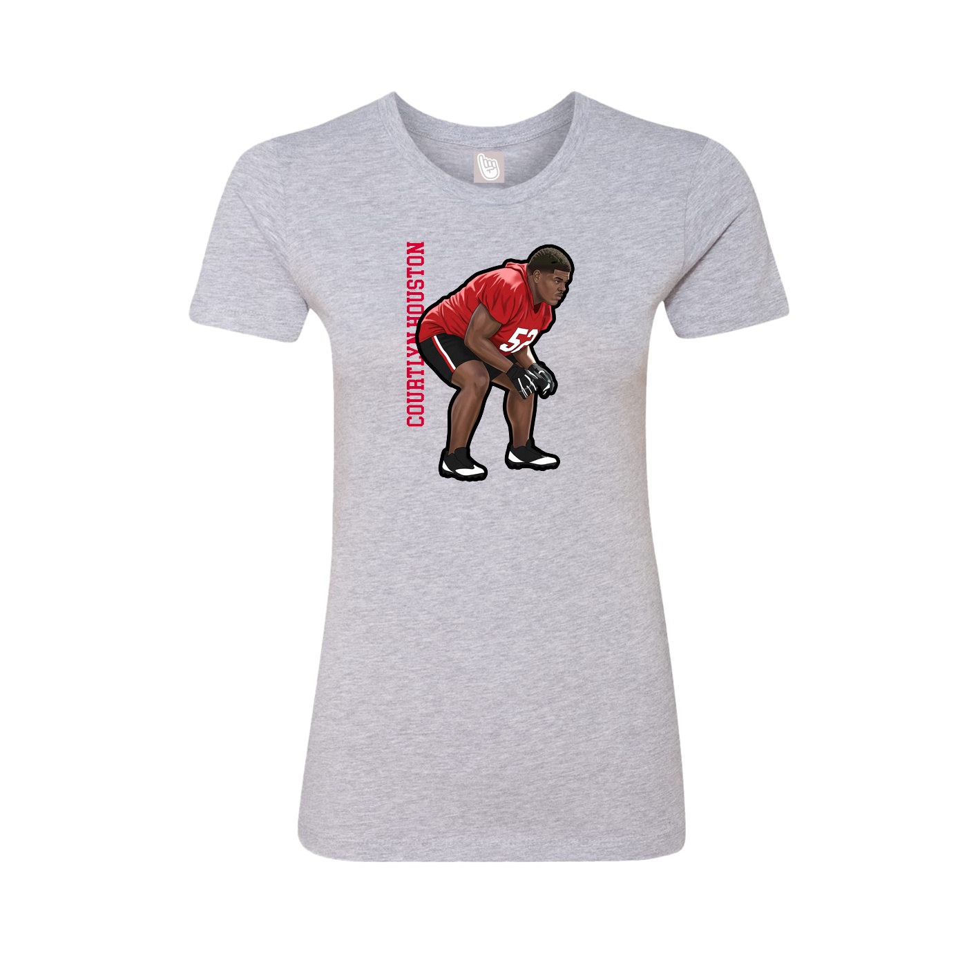 Womens Tee — Name Vertical in Grey