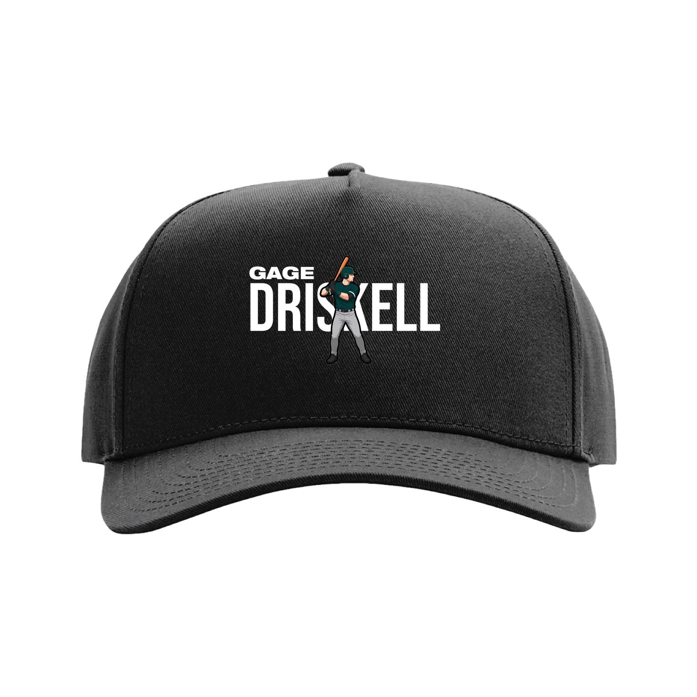 Full Fabric Five-Panel Champ Cap — Player Name in Black