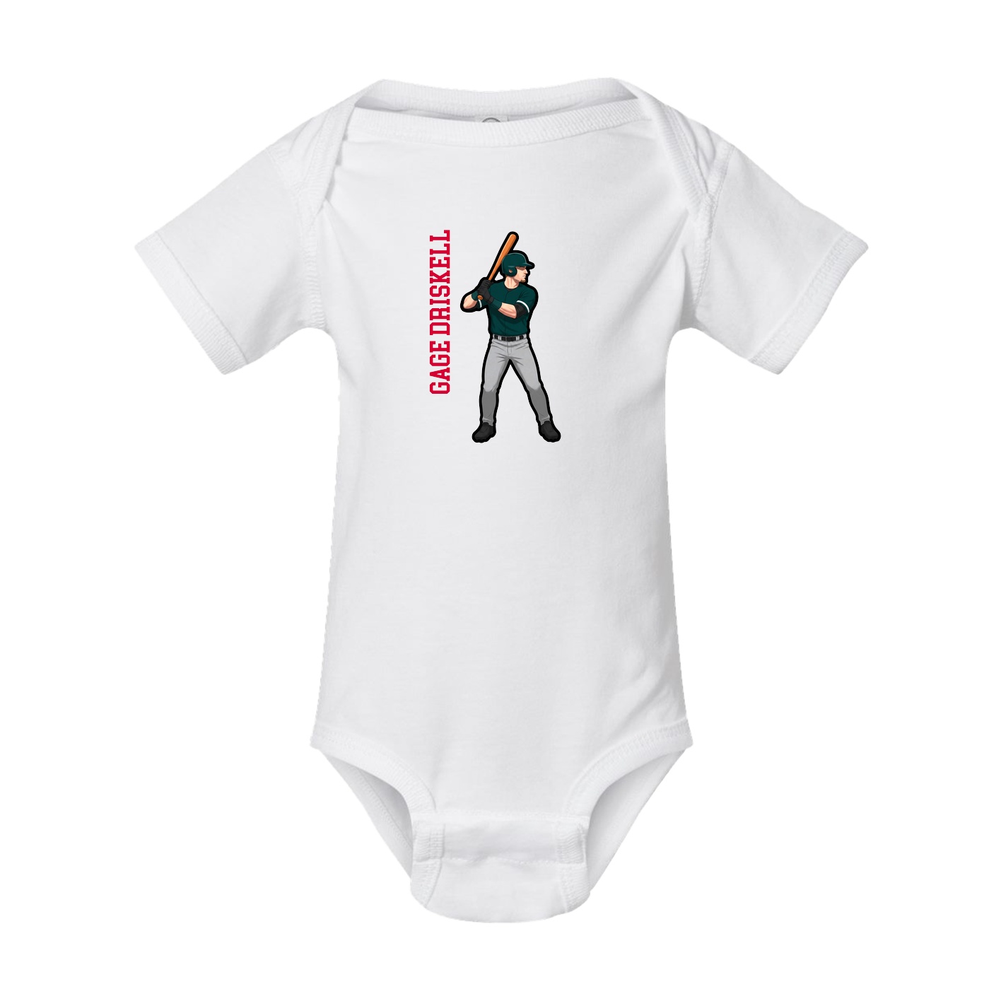 Baby Onesie — Name Vertical in White