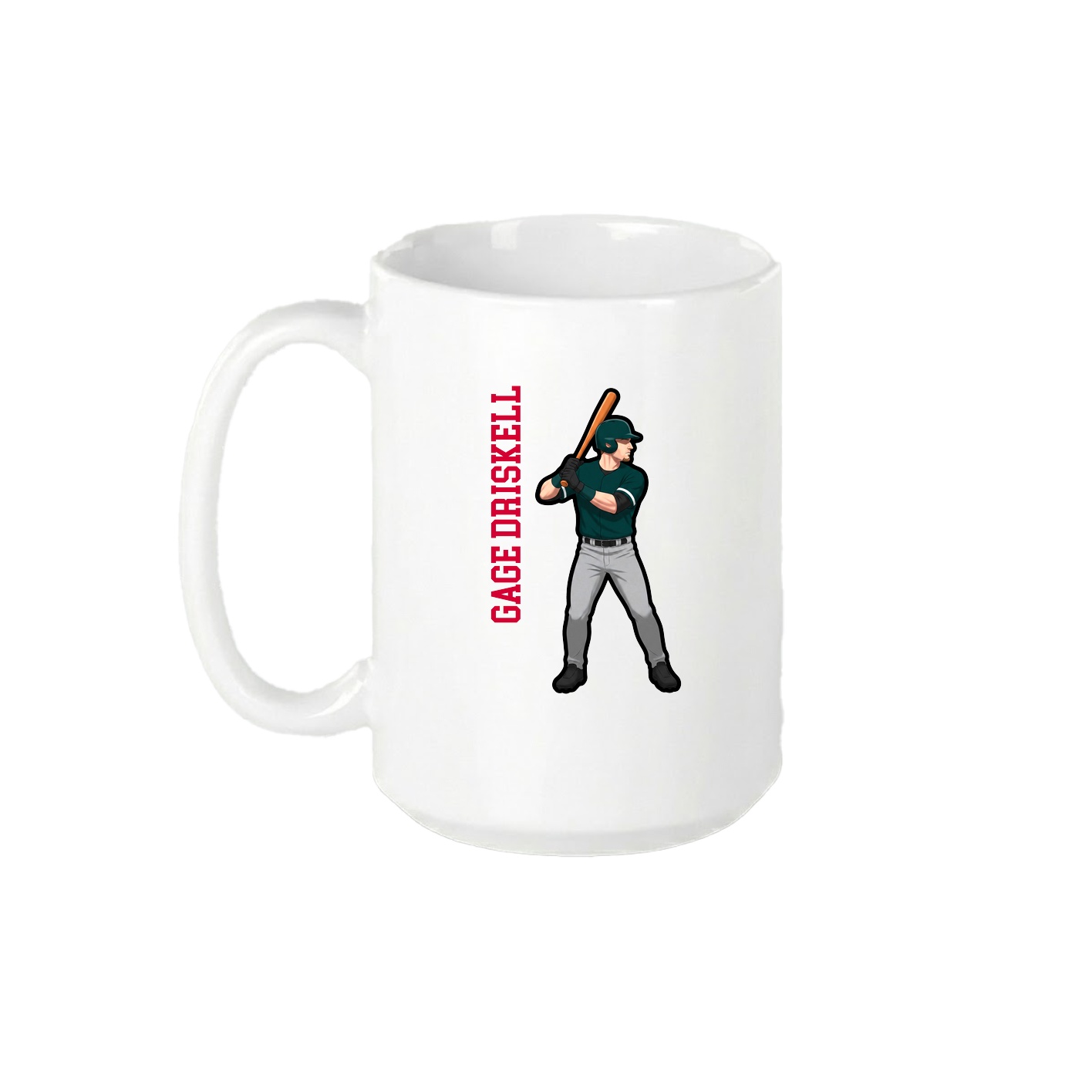 15oz Coffee Mug — Name Vertical in White