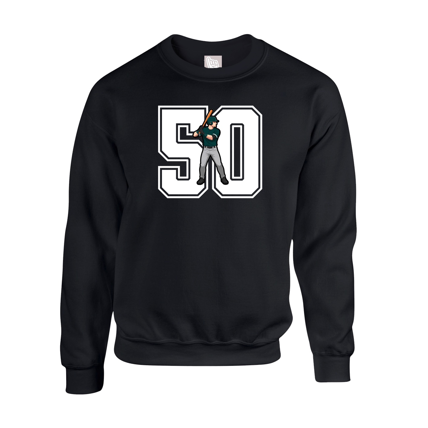 Fleece Crew — Number in Black