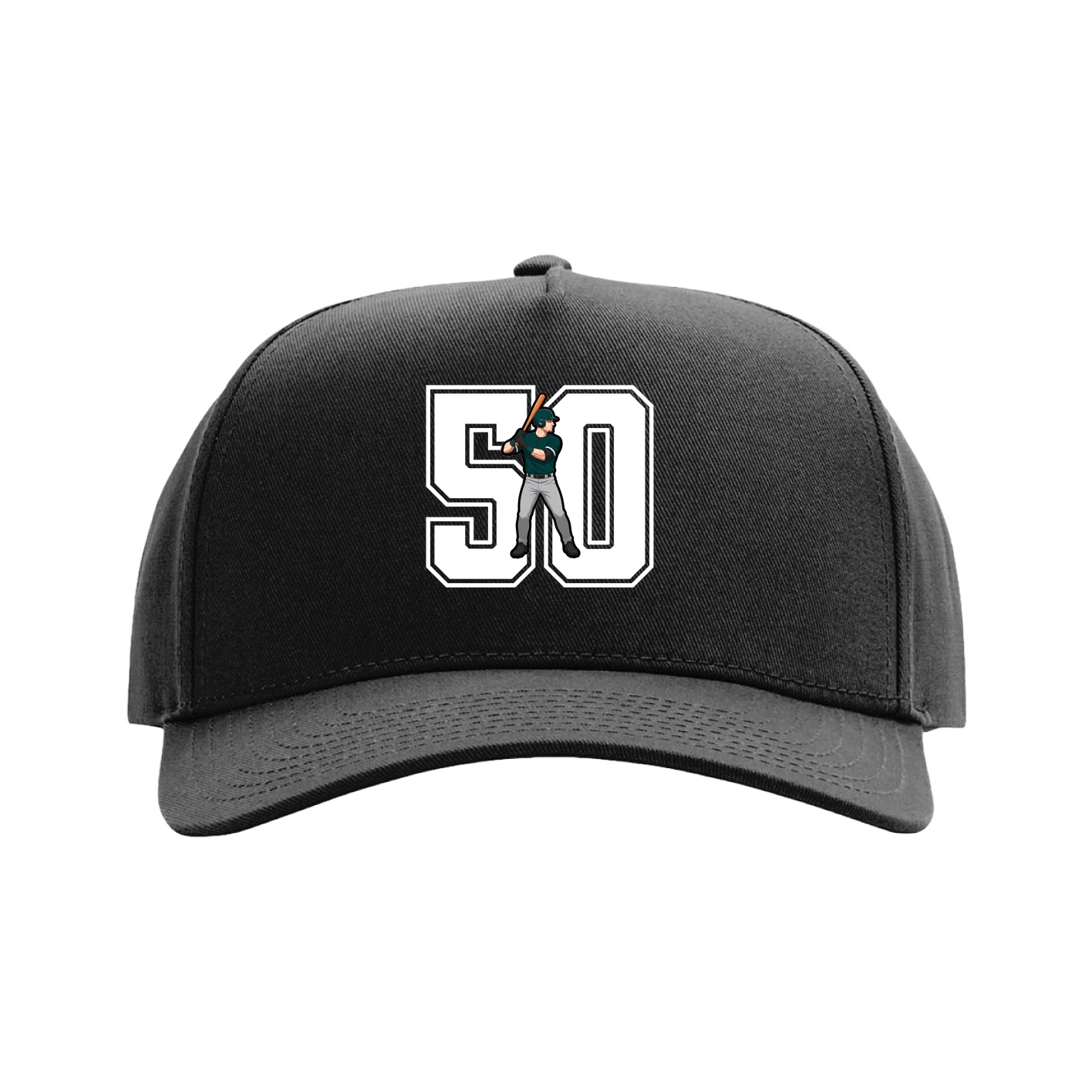 Full Fabric Five-Panel Champ Cap — Number in Black