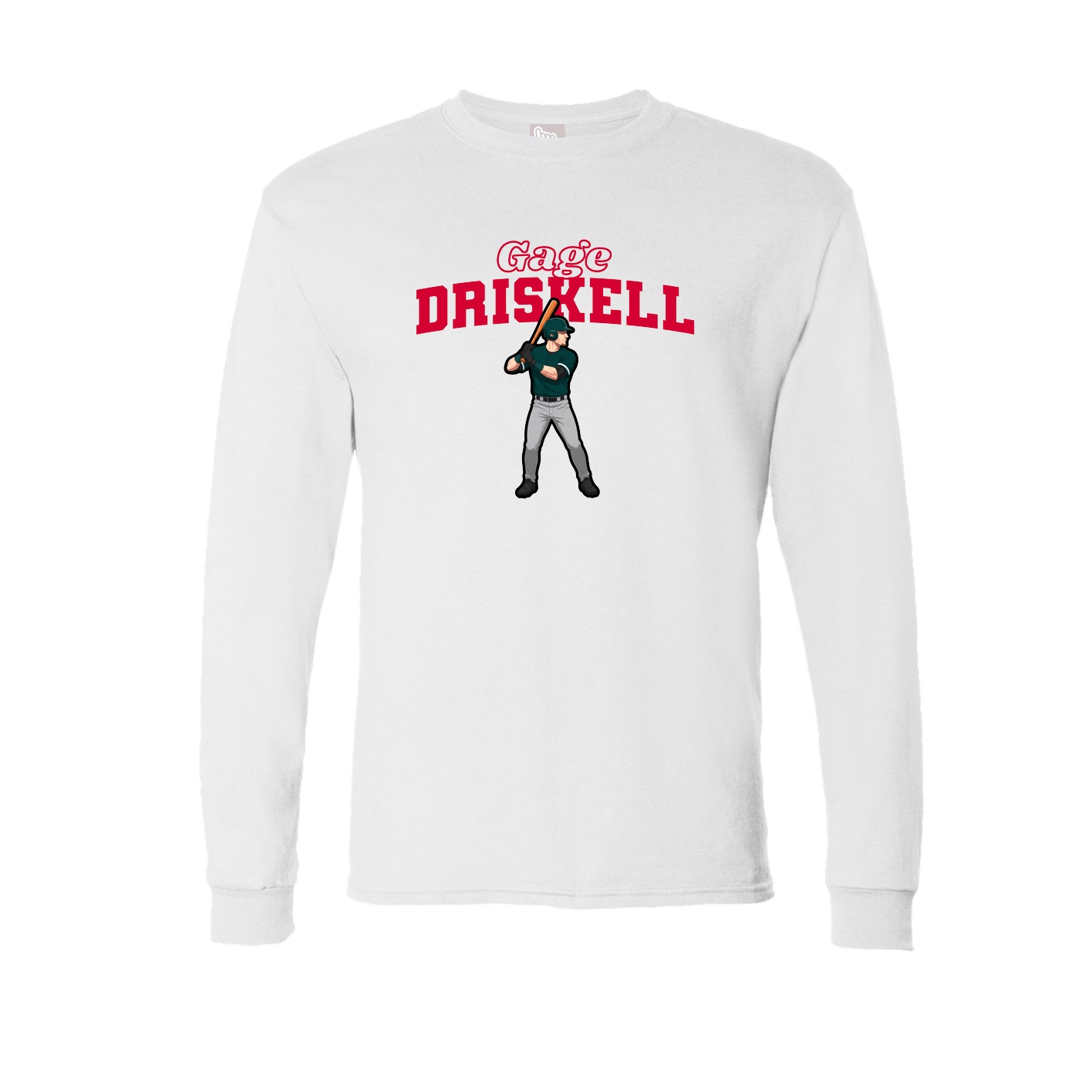Long Sleeve Tee — Name Arch in White