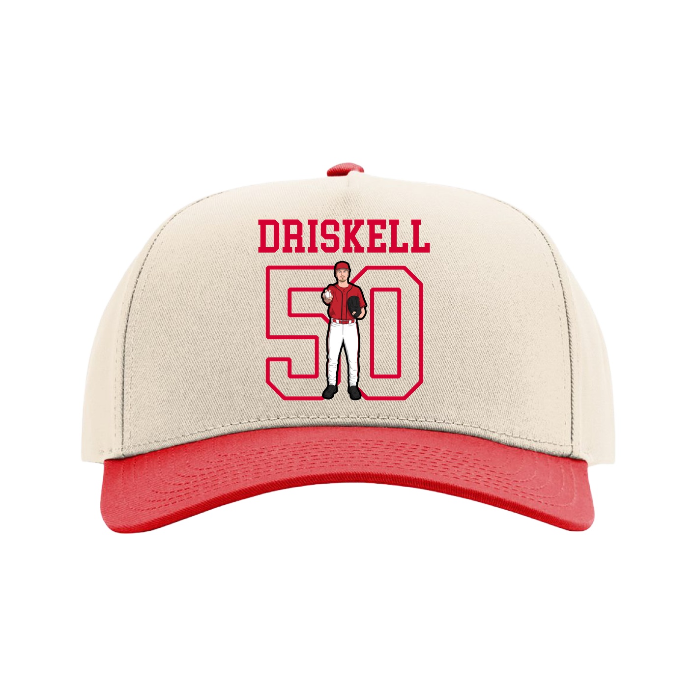Full Fabric Five-Panel Champ Cap — Shirsey in Cream/Red